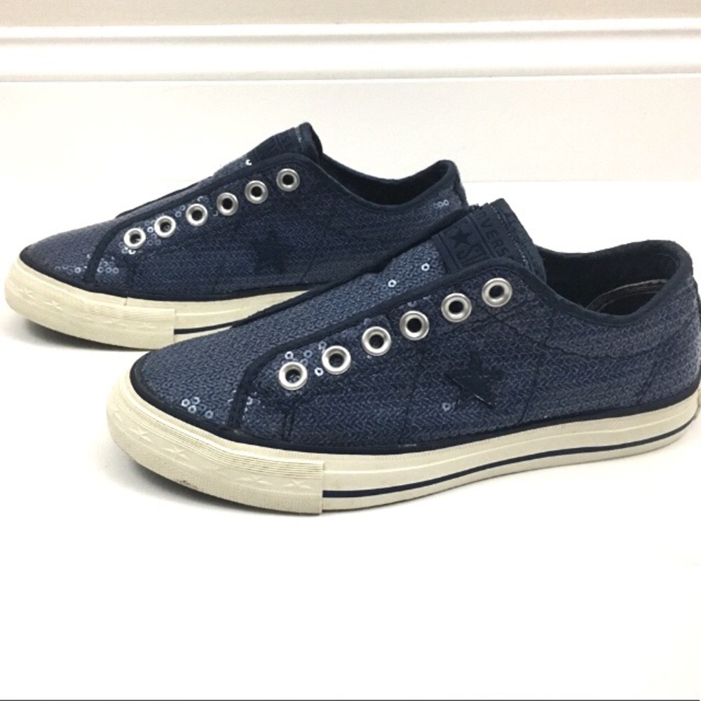 🍀3for15🍀 Converse One Star Blue Sequins Slip 6